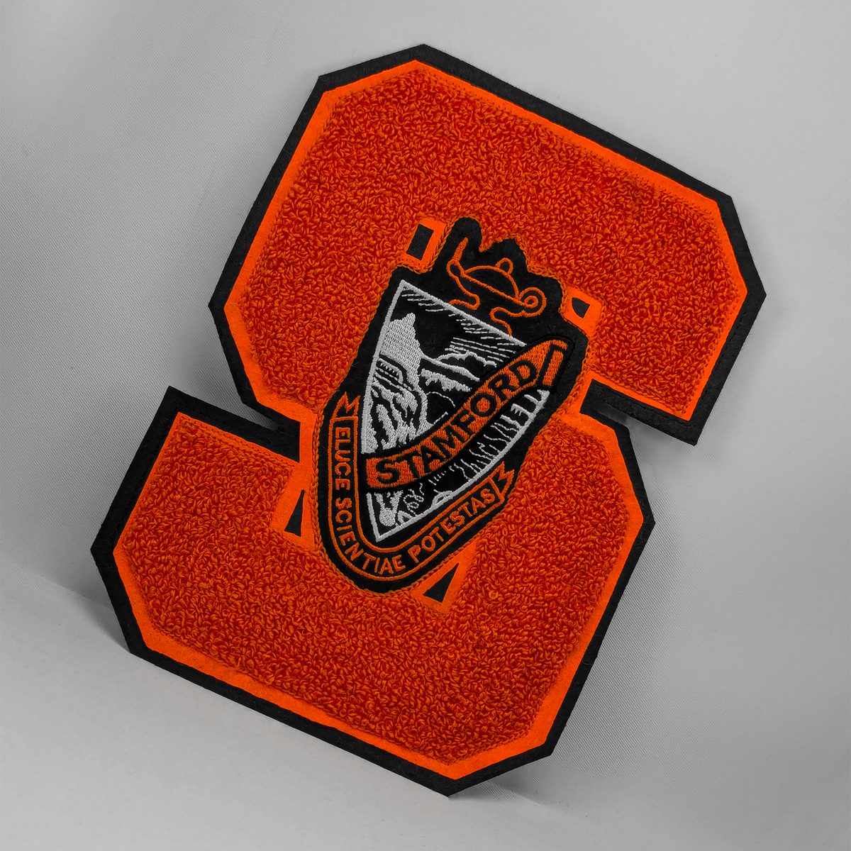 Colorful custom chenille patches for UK varsity apparel