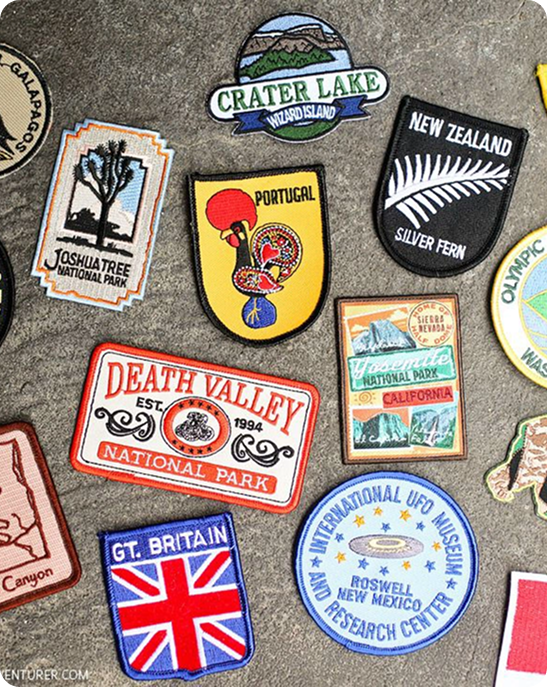 Collection of custom embroidered patches made for UK brands
