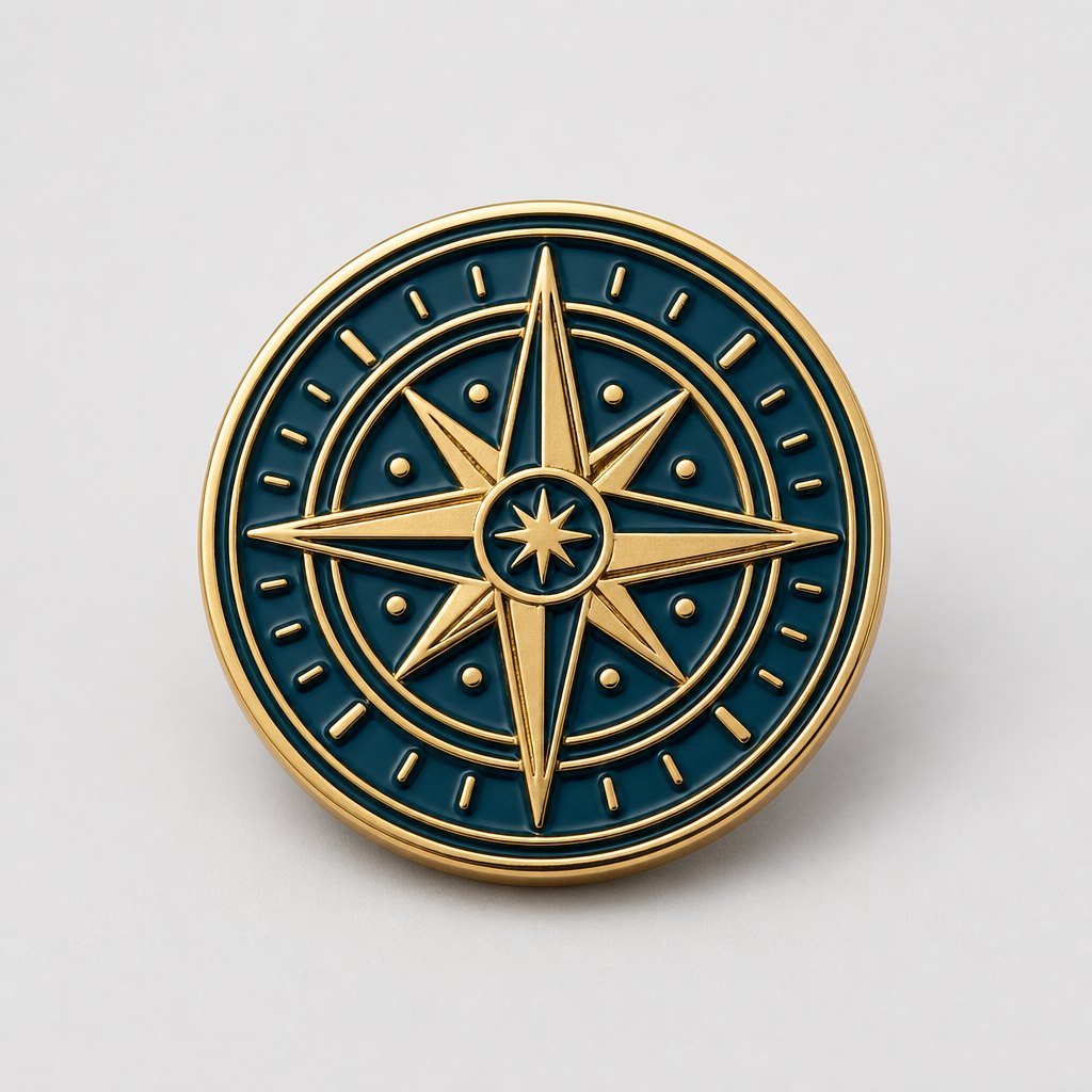 Custom compass enamel pin