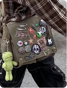 Custom patches on a messenger bag